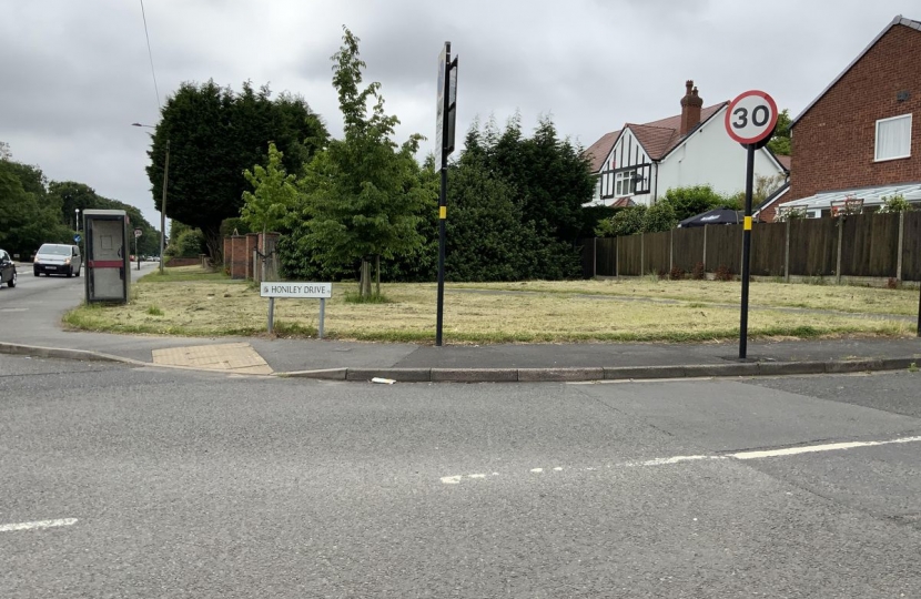 The corner of Chester Road North and Honiley Drive