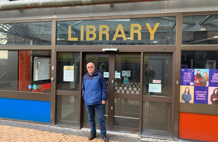 Cllr David Pears outside Sutton Library