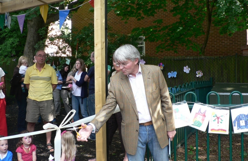 Andrew opening the new garden at Holy Trinity Pre-School