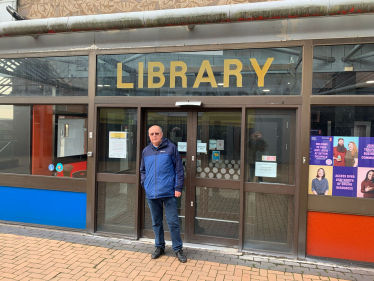 Cllr David Pears outside Sutton Library